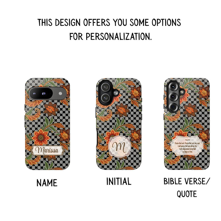 Modern Batik Pattern Tough Phone Cases Personalizable - Aesthetic Floral 4