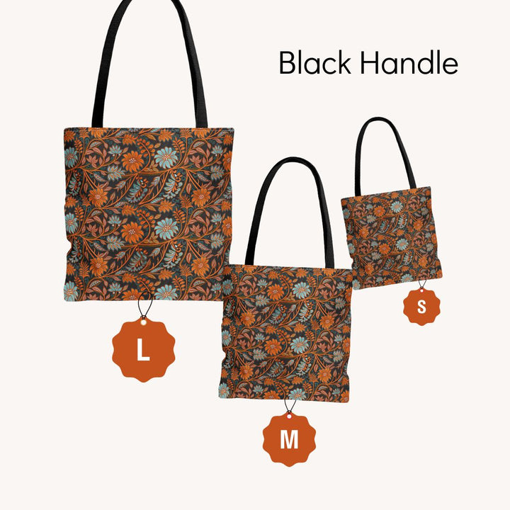 Modern Batik Print Tote Bag -  Orange Teal 2