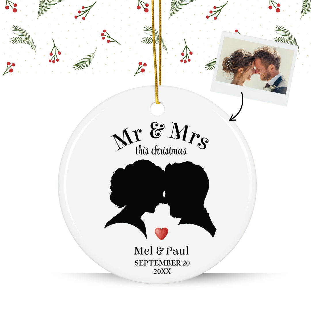 Personalized Photo Christmas Ornament: Couple Silhouette Ornament