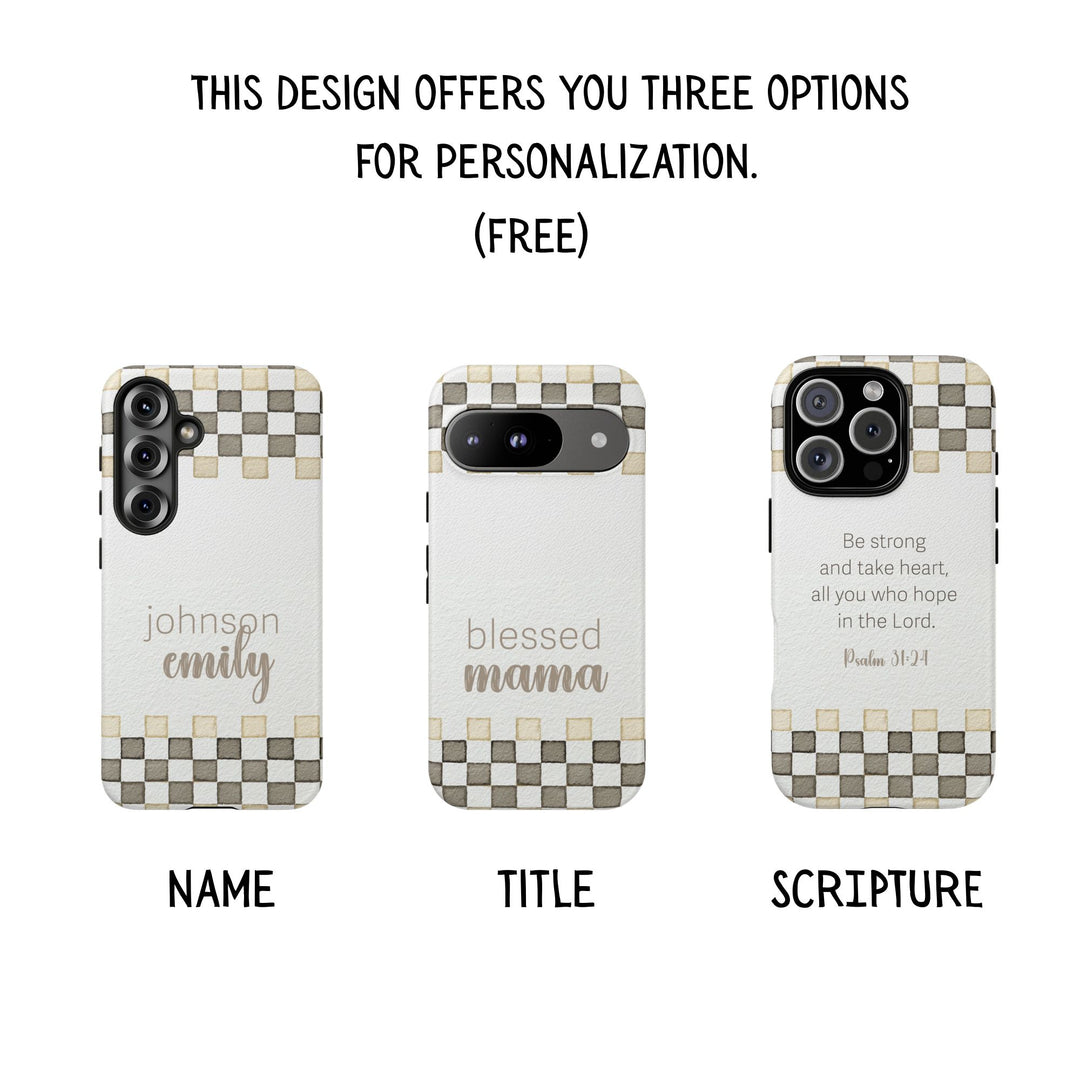 Personalized Tough Cases - Minimalist Grey Checker 1