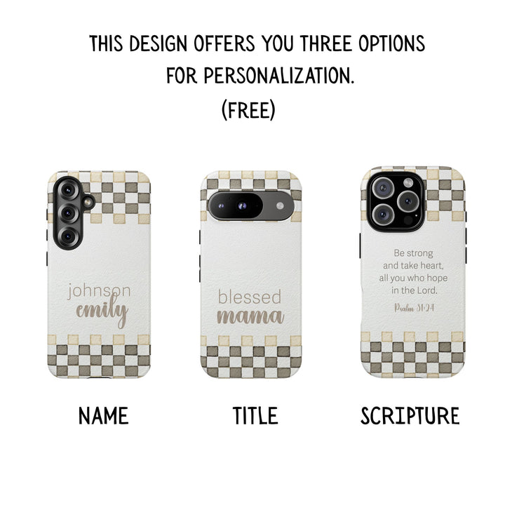 Personalized Tough Cases - Minimalist Grey Checker 1