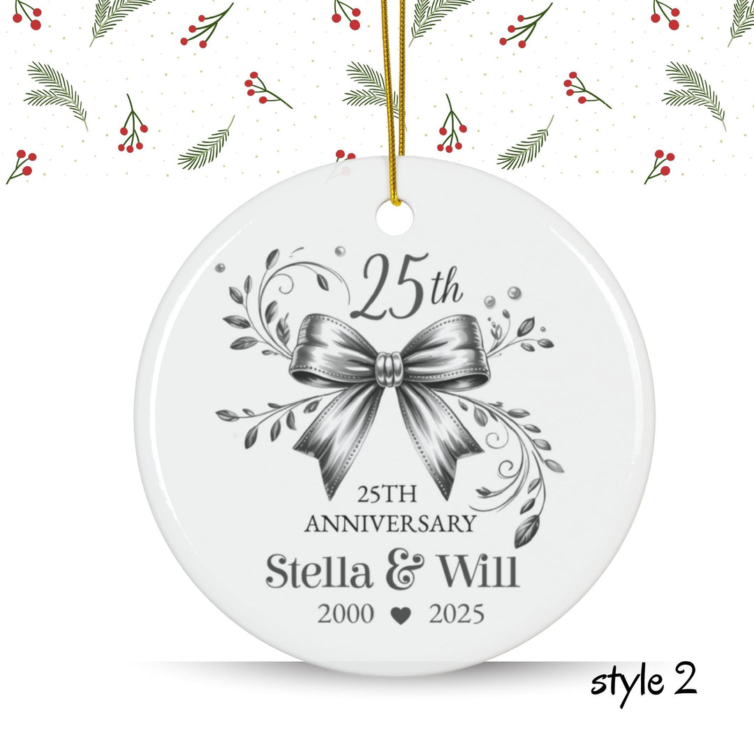 Personalized Christmas Ornament: 25th Anniversary