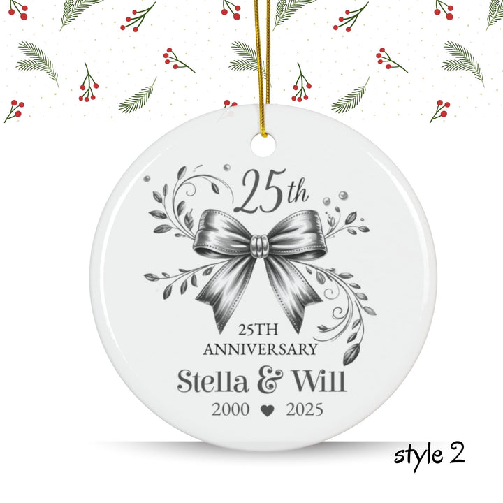 Personalized Christmas Ornament: 25th Anniversary