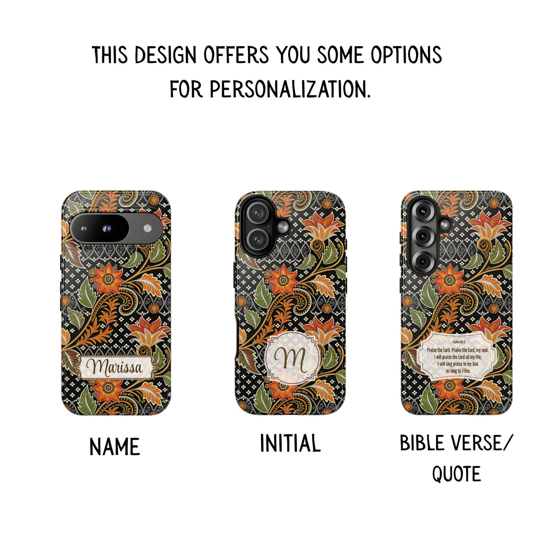 Modern Batik Pattern Tough Phone Cases Personalizable - Aesthetic Floral 3