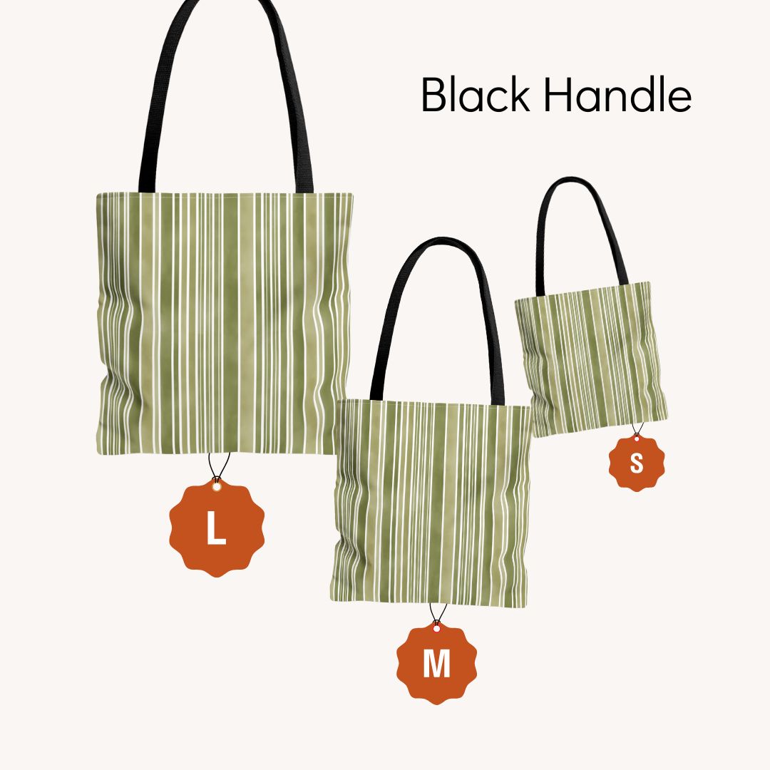 Green Stripes Print Tote Bag