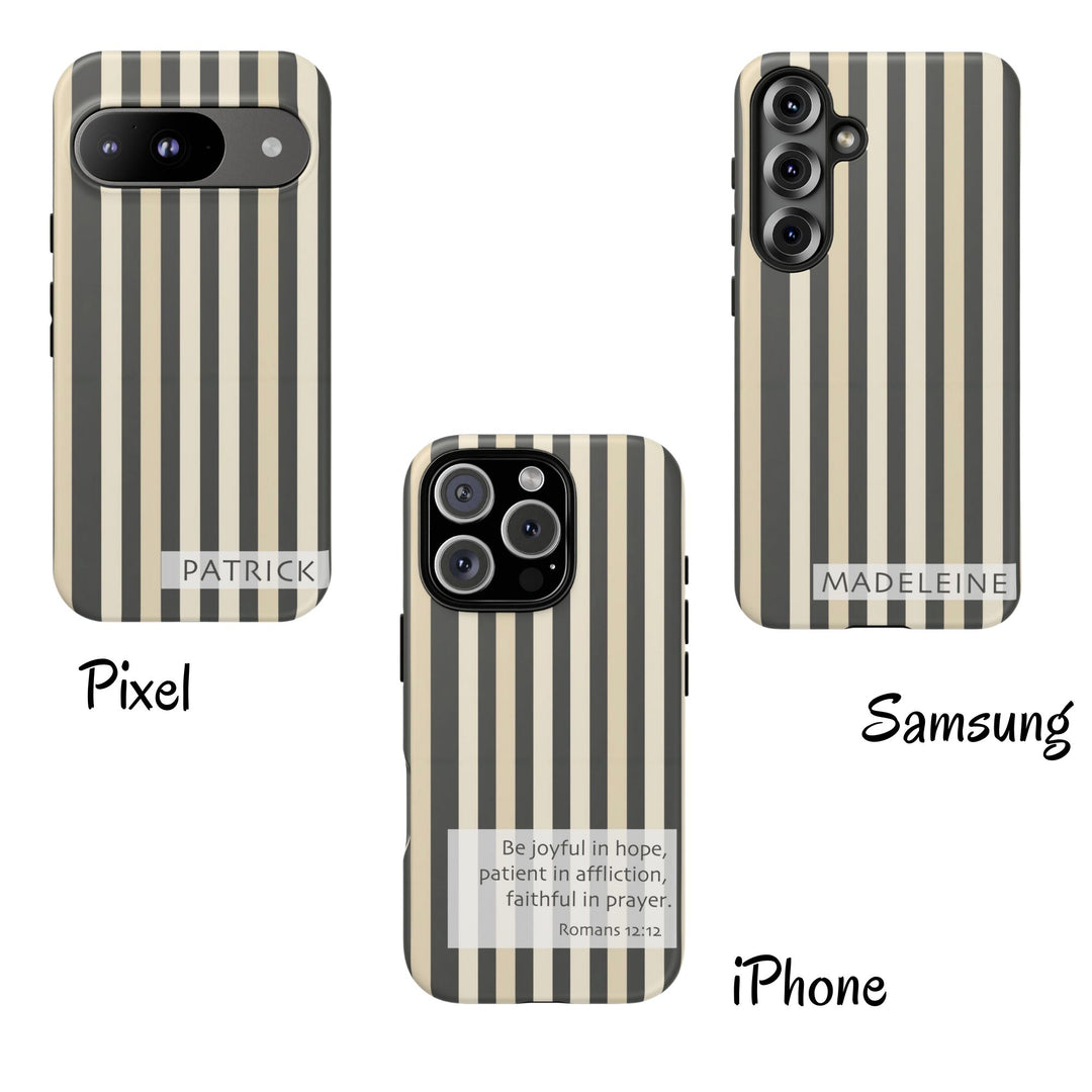 Personalized Tough Phone Case Brown Stripe