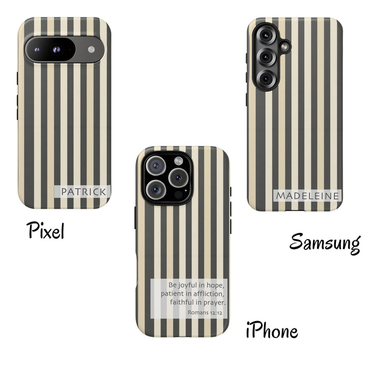 Personalized Tough Phone Case Brown Stripe