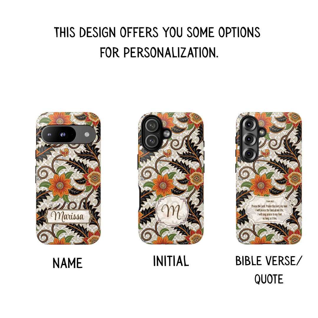 Modern Batik Pattern Tough Phone Cases Personalizable - Aesthetic Floral 2