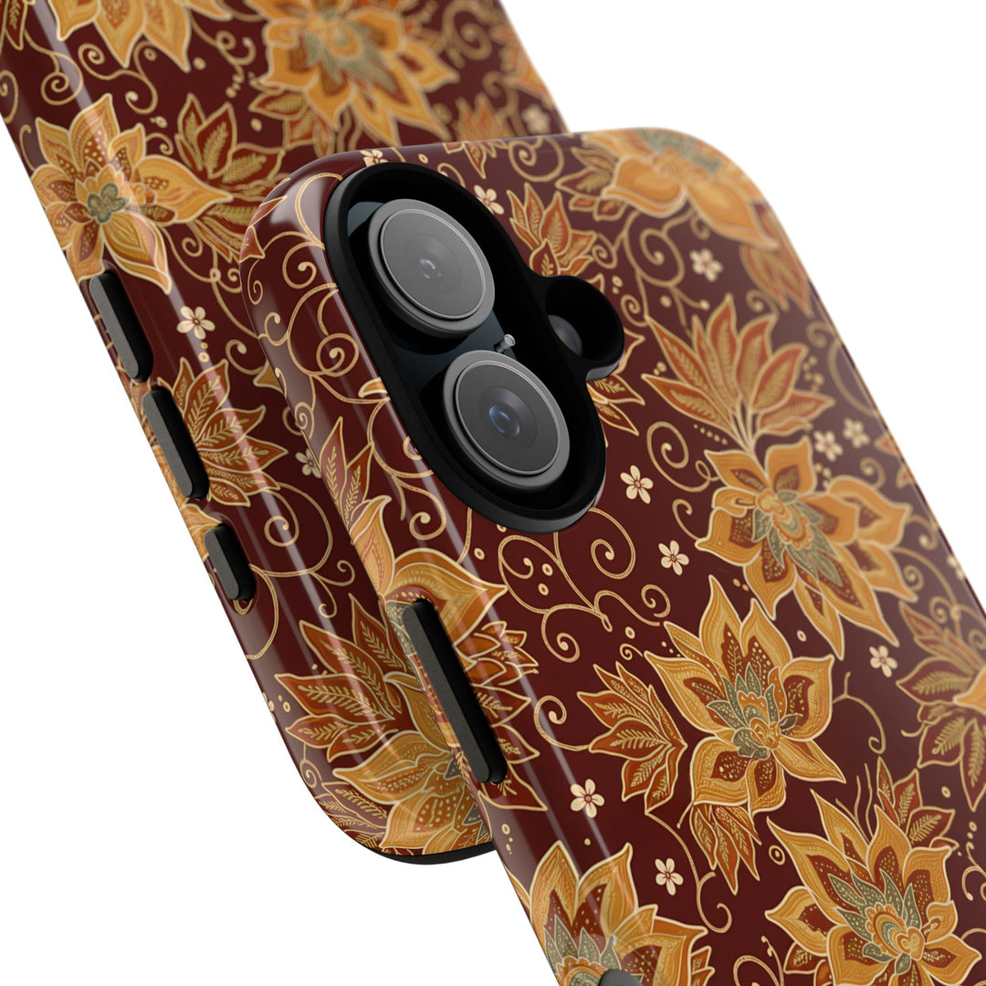 Traditional Batik Pattern Tough Phone Cases Personalizable - Flower Design 1