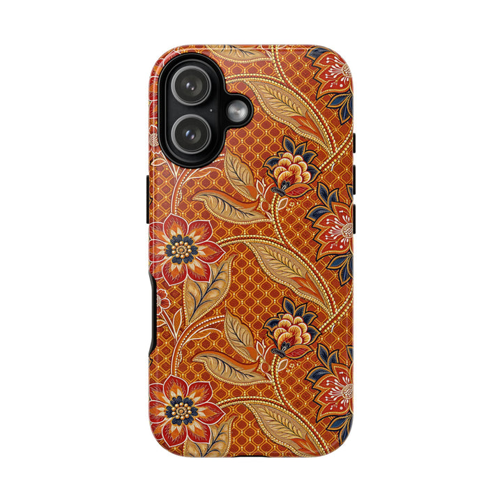 Modern Batik Pattern Tough Phone Cases Personalizable - Orange 2