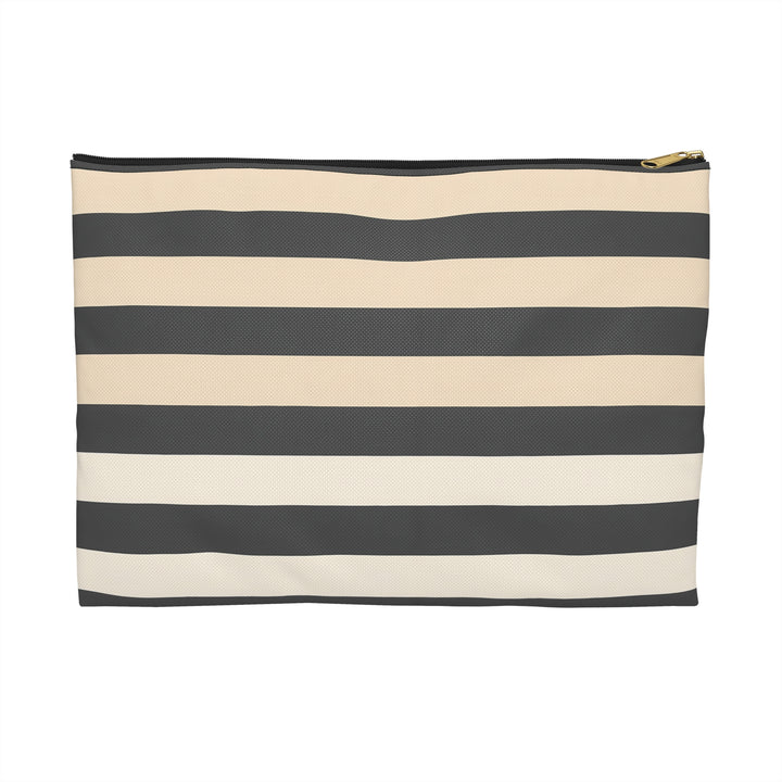 Brown Stripe Horizontal Print Makeup And Accessory Pouch