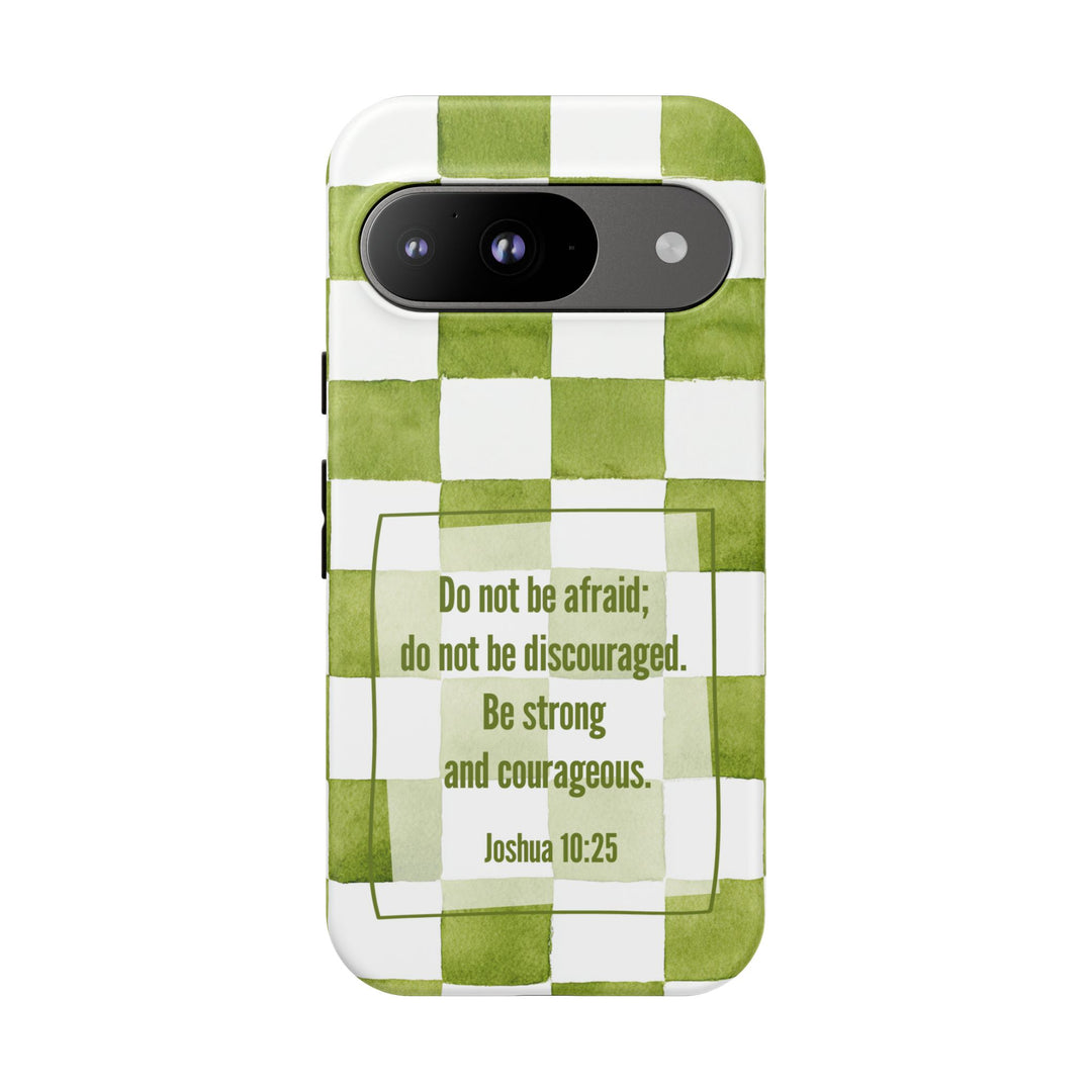 Personalized Tough Phone Case Green Checkered Pattern