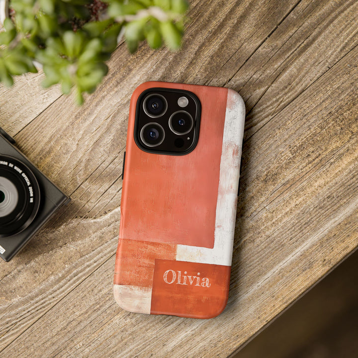 Personalized Tough Phone Case Abstract Orange