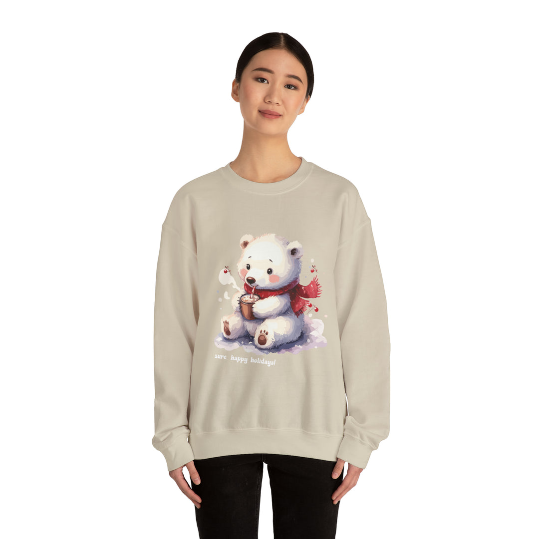 Unisex Heavy Blend™ Crewneck Sweatshirt, Baby Polar Bear And Hot Cocoa