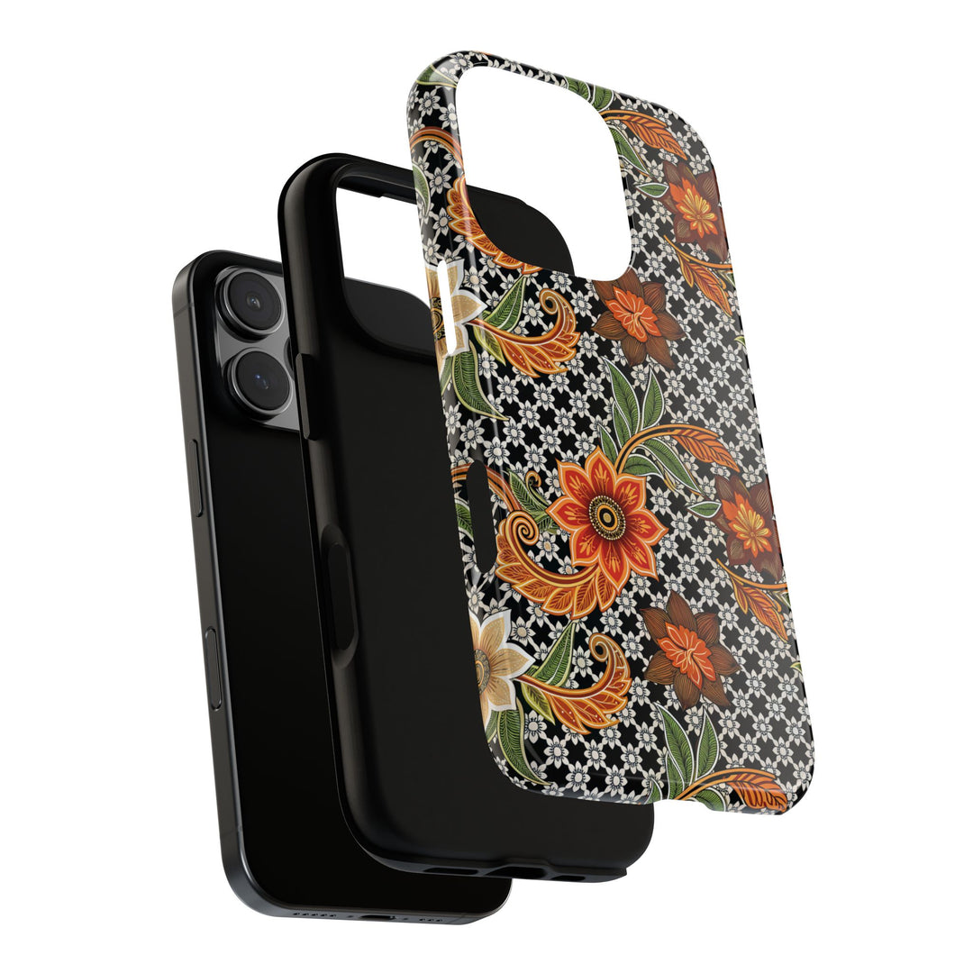 Modern Batik Pattern Tough Phone Cases Personalizable - Aesthetic Floral 4