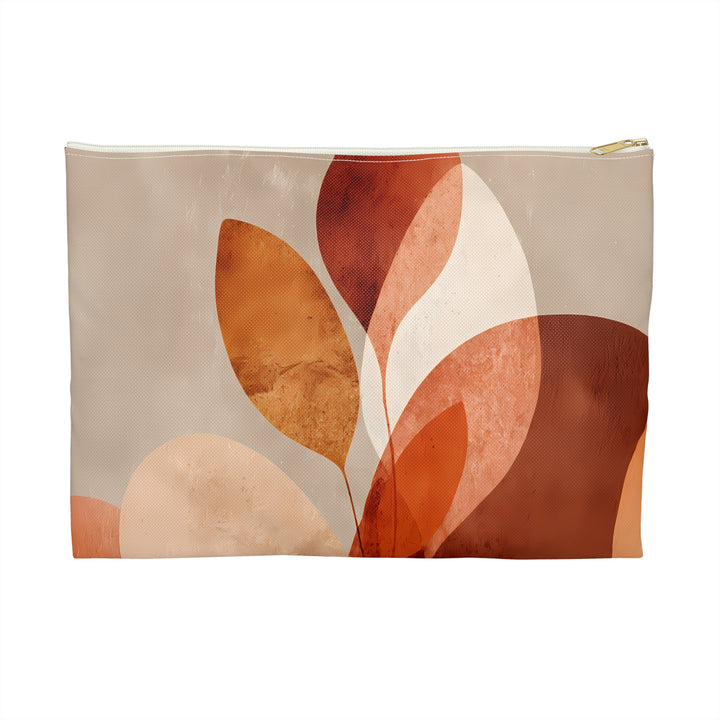 Abstract Print Makeup And Accessory Pouch -  Orange Floral