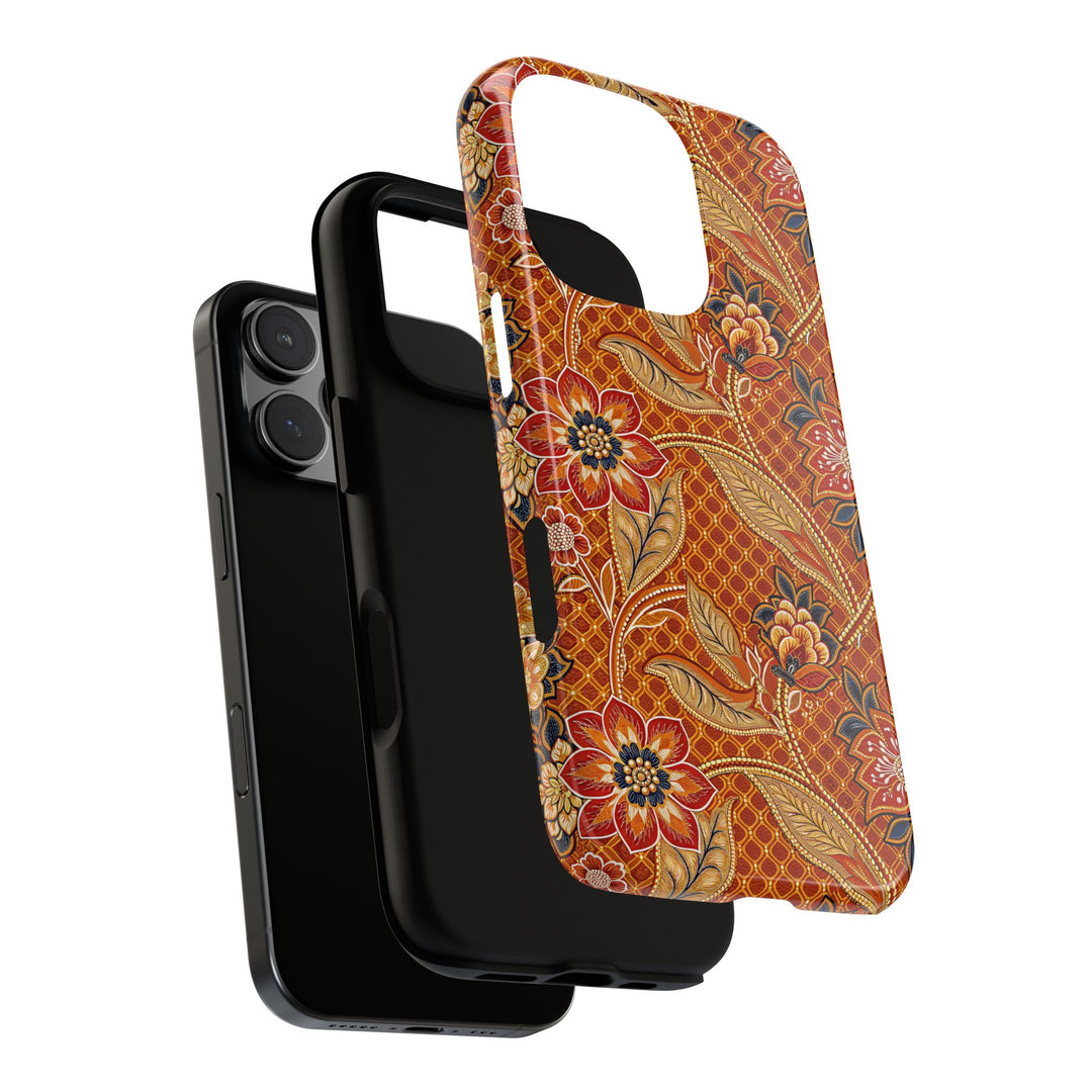Modern Batik Pattern Tough Phone Cases Personalizable - Orange 2