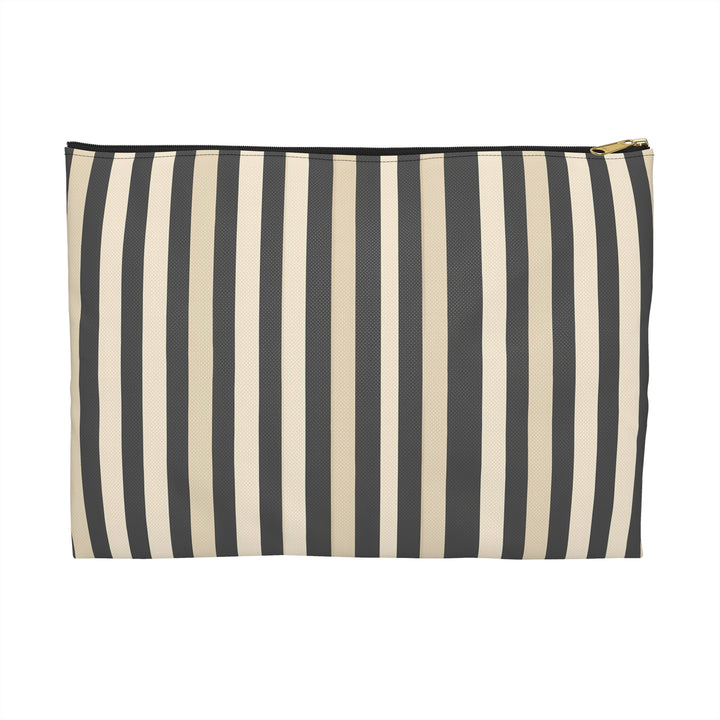 Brown Stripe Print Makeup And Accessory Pouch