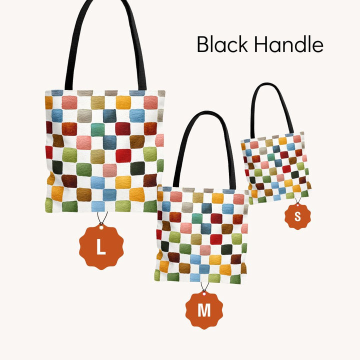 Multicolor Checkers Print Tote Bag