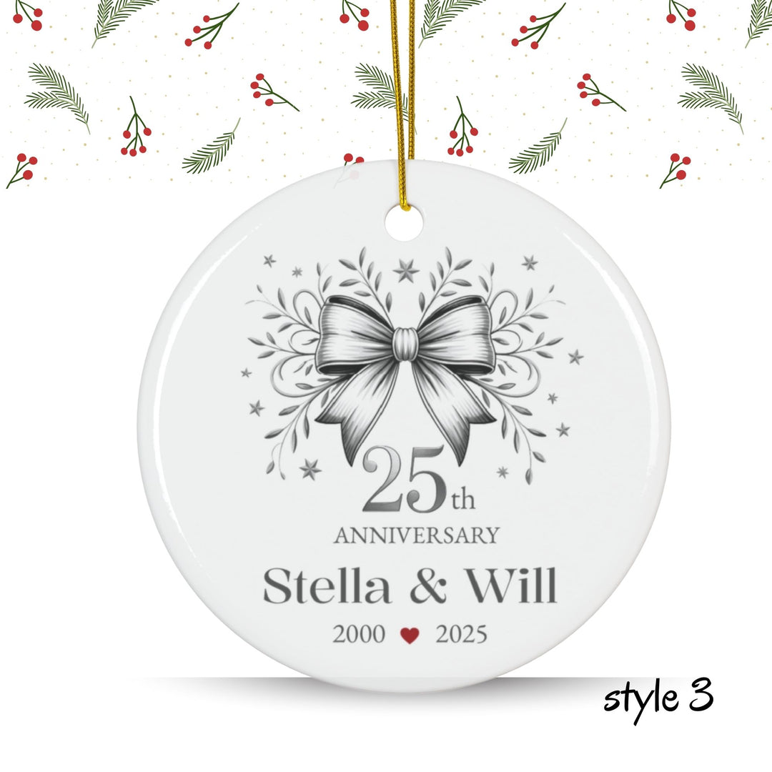 Personalized Christmas Ornament: 25th Anniversary