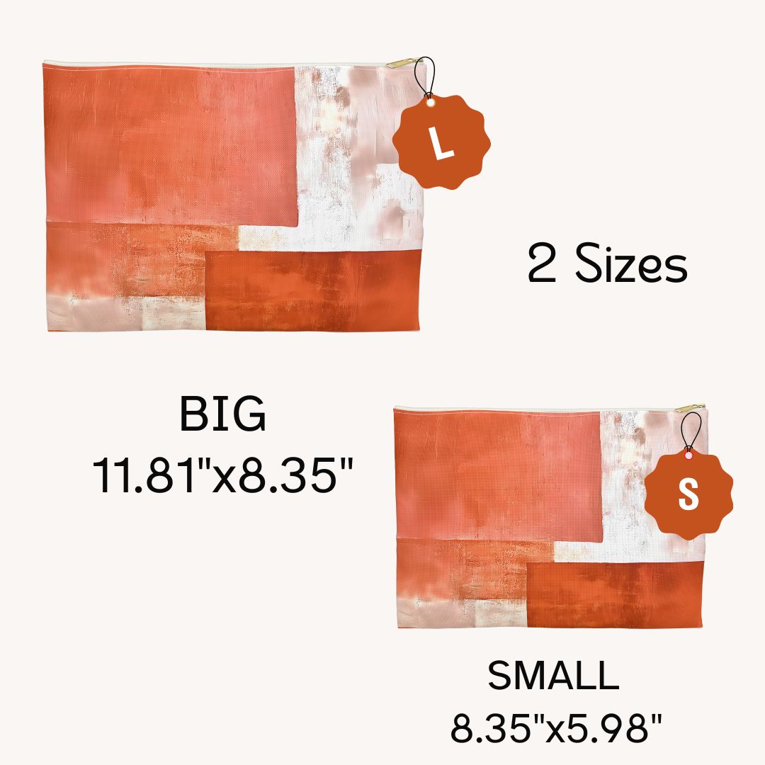 Abstract Print Makeup And Accessory Pouch -  Abstract Orange