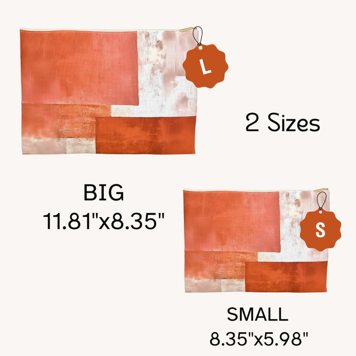 Abstract Print Makeup And Accessory Pouch -  Abstract Orange