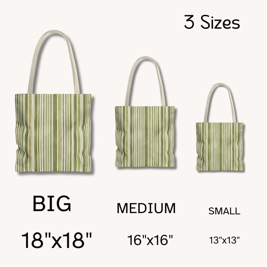Green Stripes Print Tote Bag
