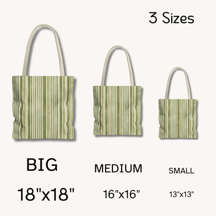 Green Stripes Print Tote Bag