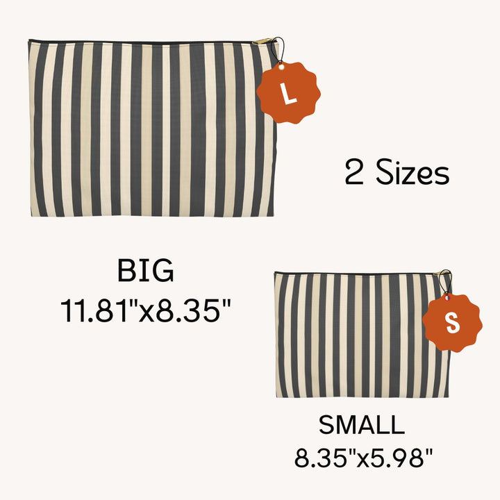 Brown Stripe Print Makeup And Accessory Pouch