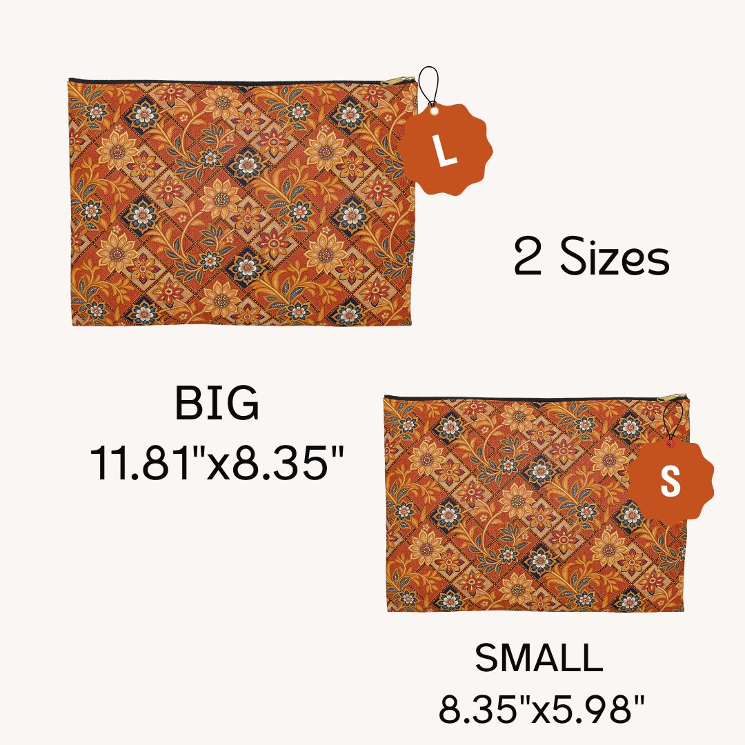 Batik Print Makeup And Accessory Pouch - Orange 1