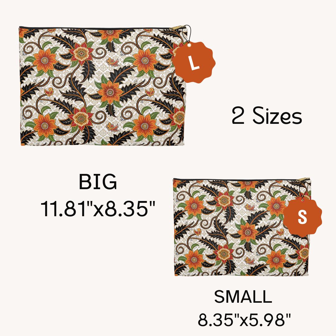 Batik Print Makeup And Accessory Pouch -  Aesthetic Floral 2