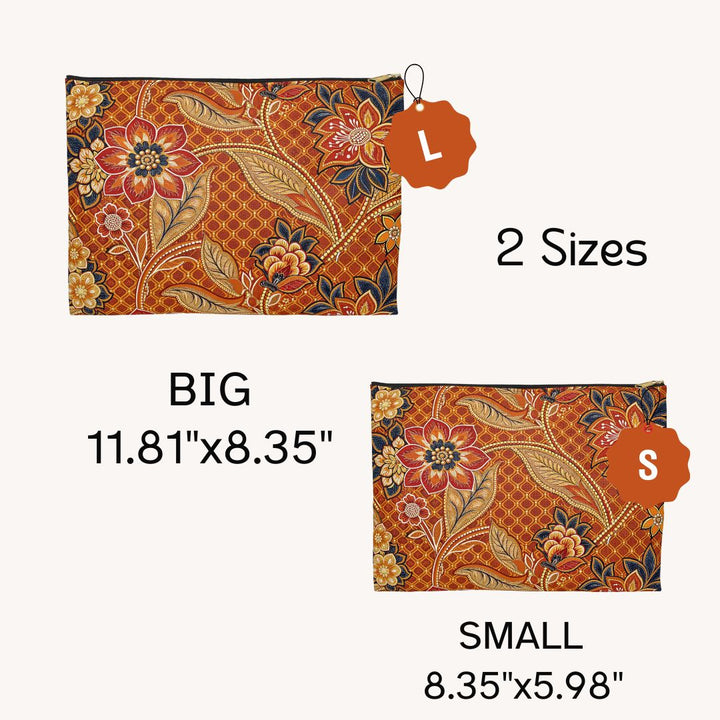 Batik Print Makeup And Accessory Pouch - Orange 2