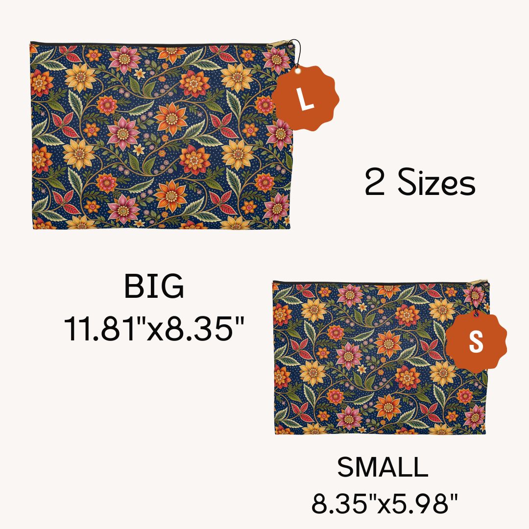 Batik Print Makeup And Accessory Pouch - Batik Flower 7