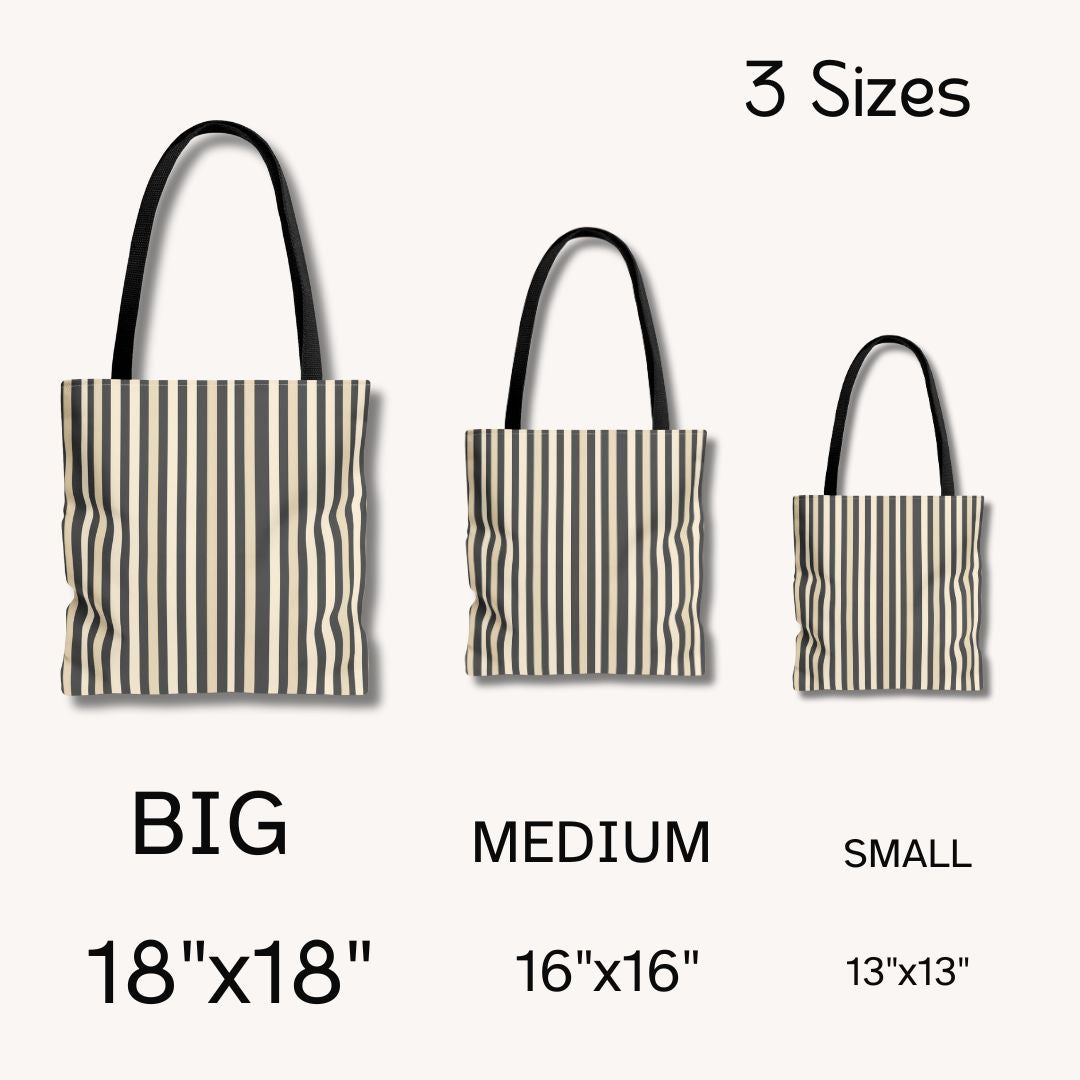 Brown Stripe Print Tote Bag