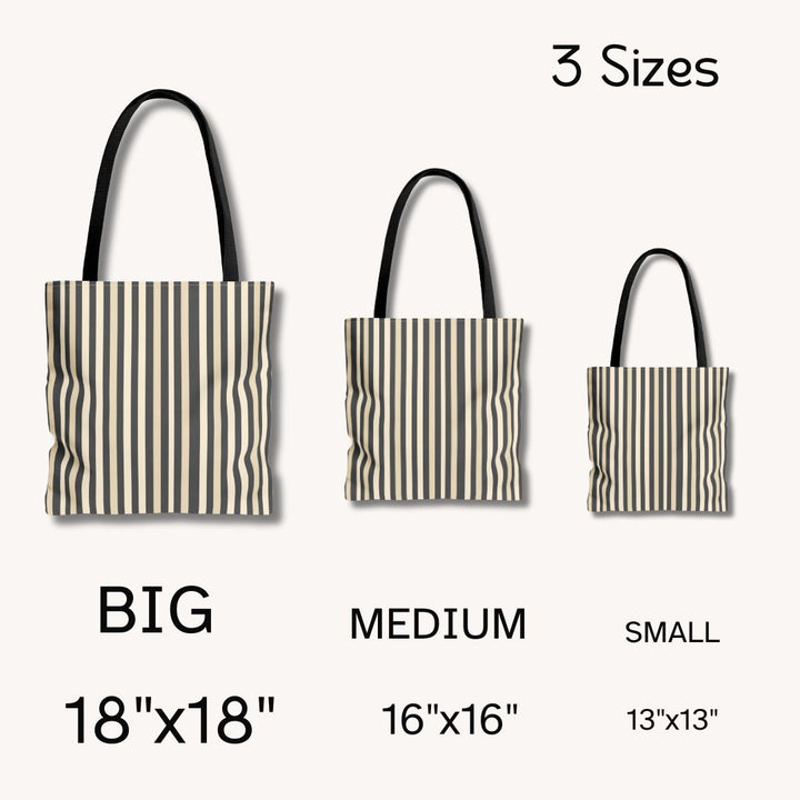 Brown Stripe Print Tote Bag
