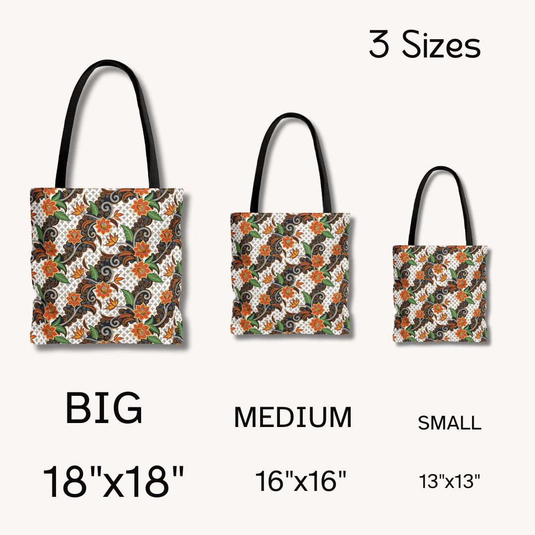 Batik Print Tote Bag -  Batik Flower 2