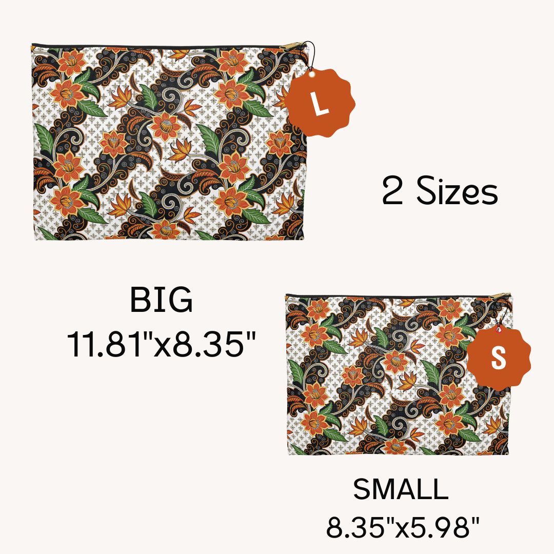 Batik Print Makeup And Accessory Pouch - Batik Flower 2