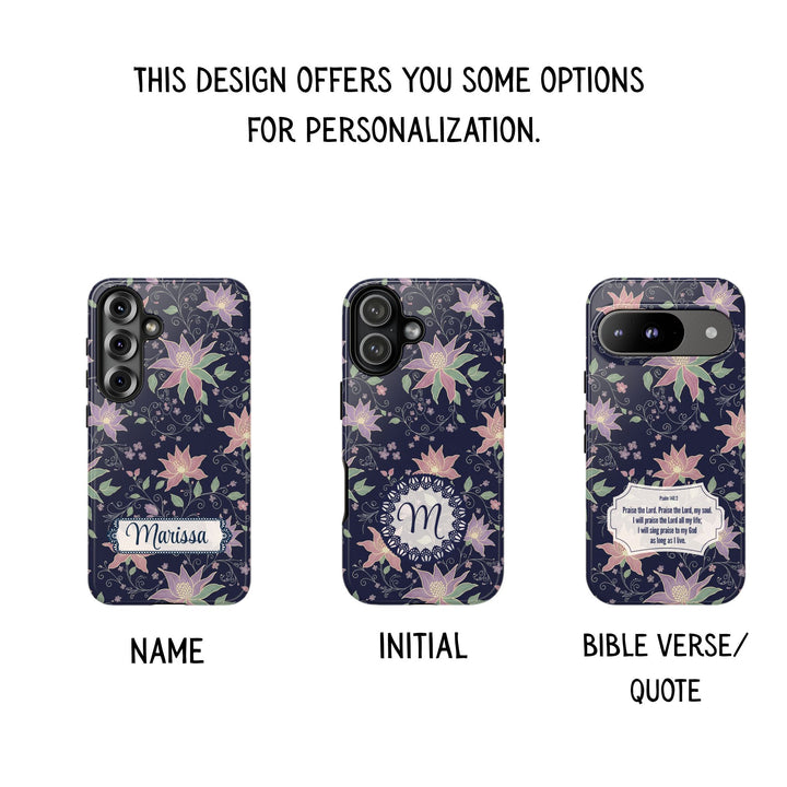 Traditional Batik Pattern Tough Phone Cases Personalizable - Purple Flower