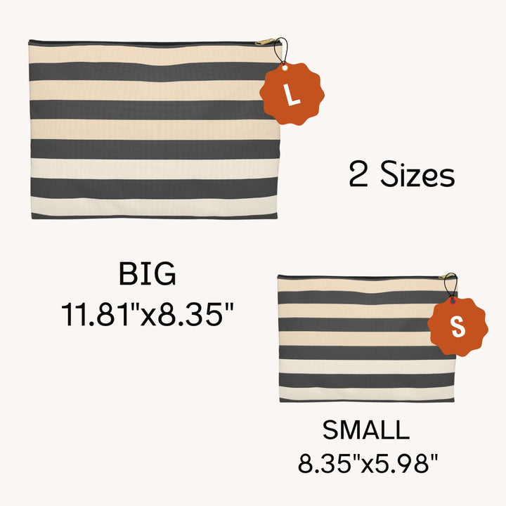 Brown Stripe Horizontal Print Makeup And Accessory Pouch
