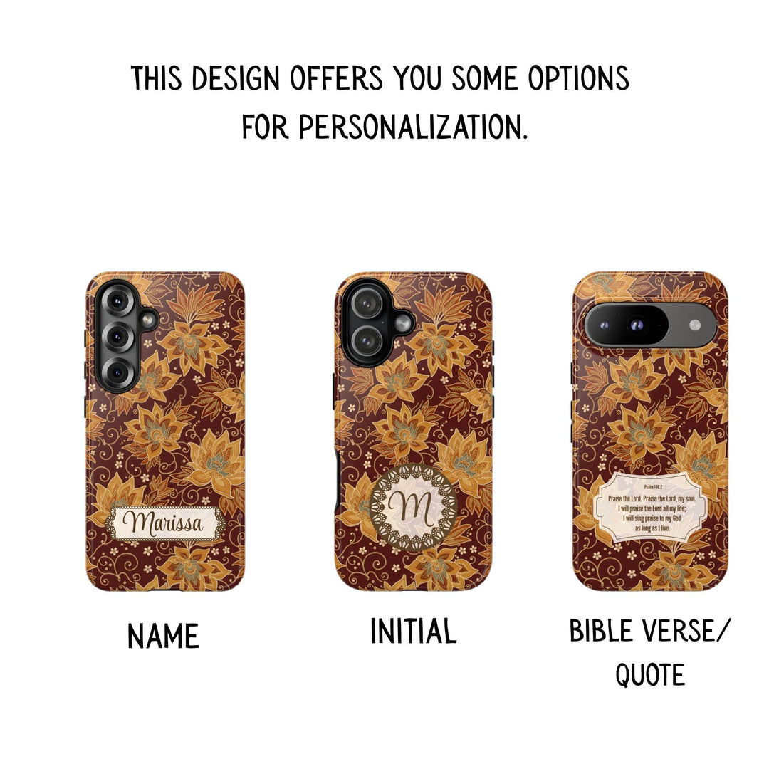Traditional Batik Pattern Tough Phone Cases Personalizable - Flower Design 1