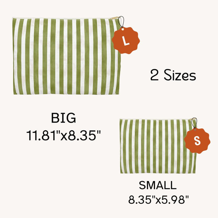Green Stripes 2 Print Makeup And Accessory Pouch