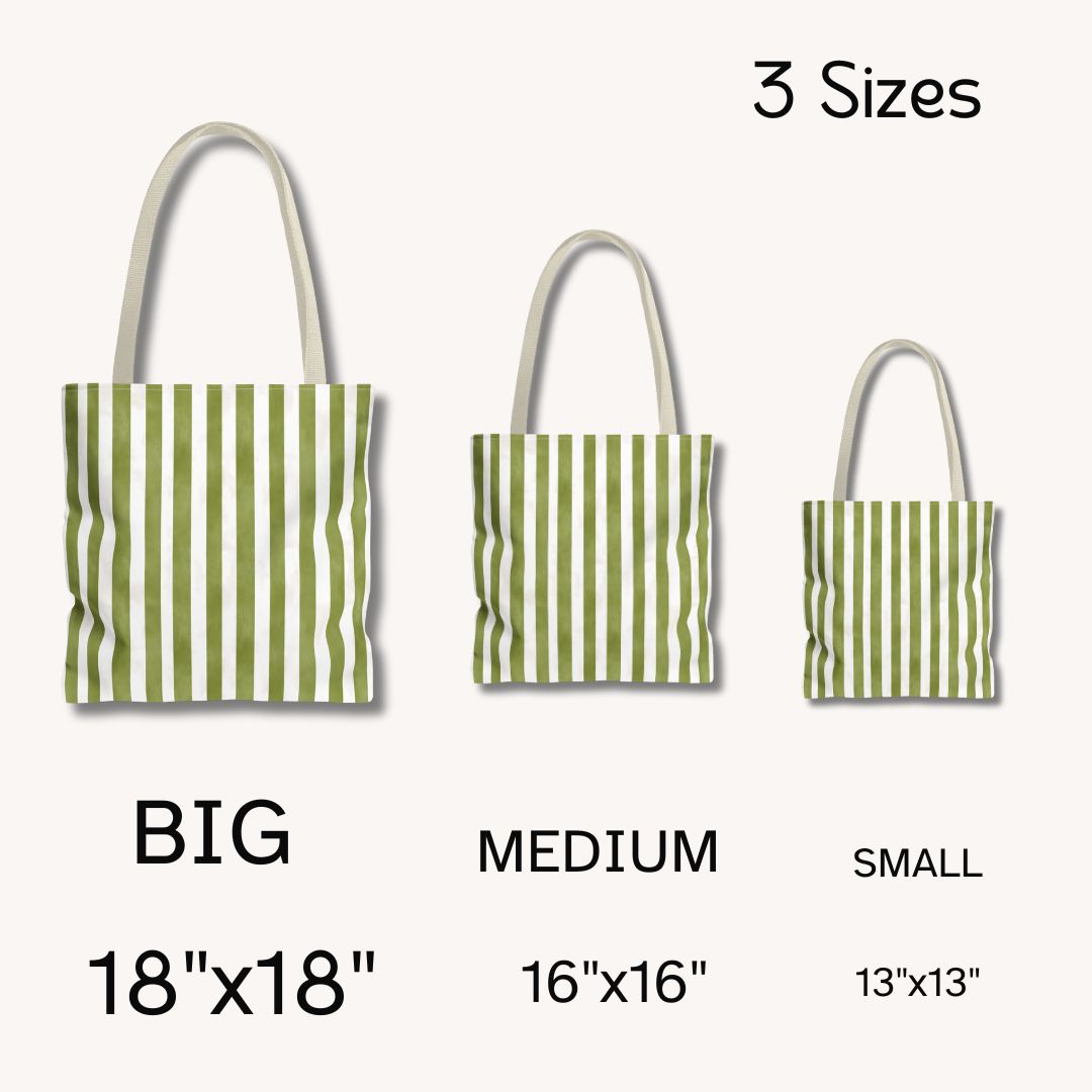 Green Stripes 2 Print Tote Bag