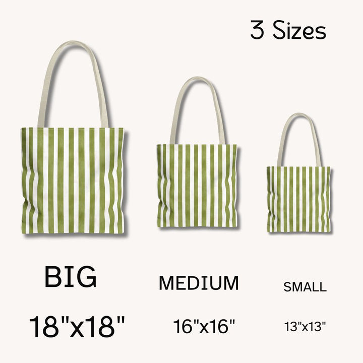Green Stripes 2 Print Tote Bag