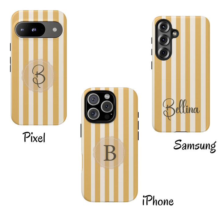 Personalized Tough Phone Case Yellow Stripe