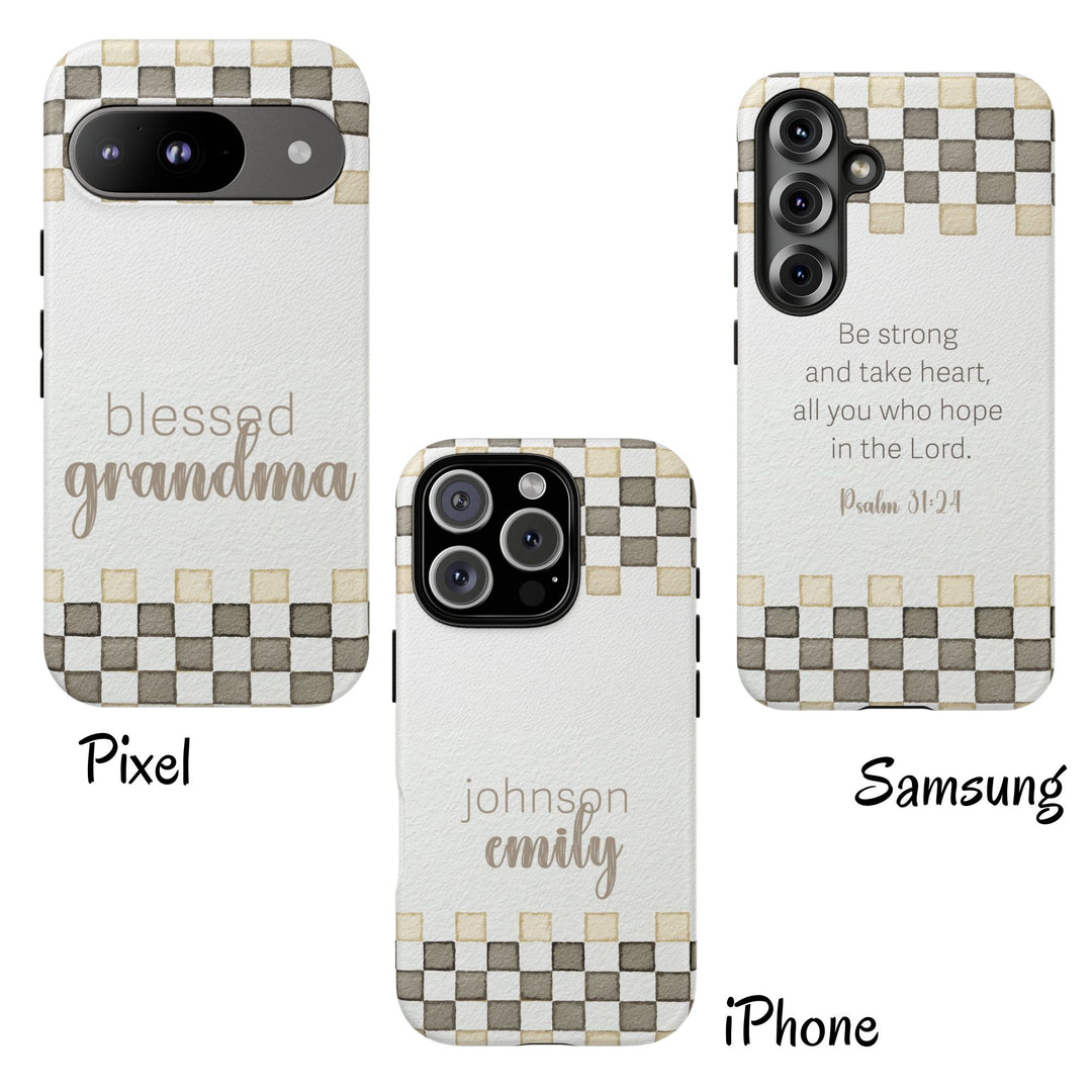Personalized Tough Cases - Minimalist Grey Checker 1