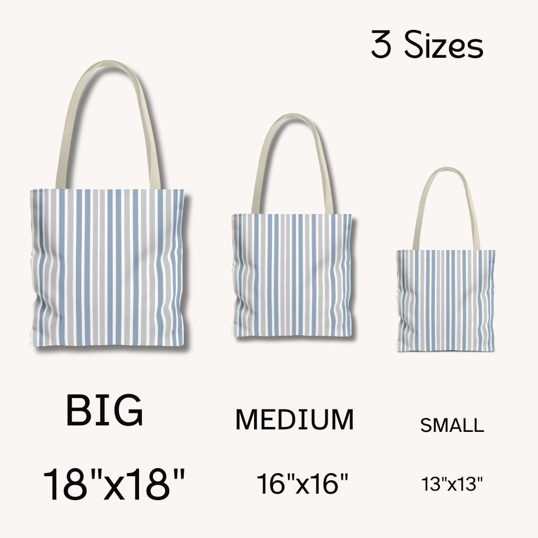 Blue Stripes Print Tote Bag