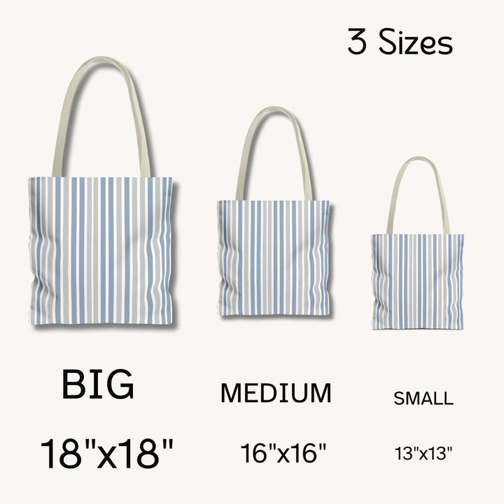 Blue Stripes Print Tote Bag