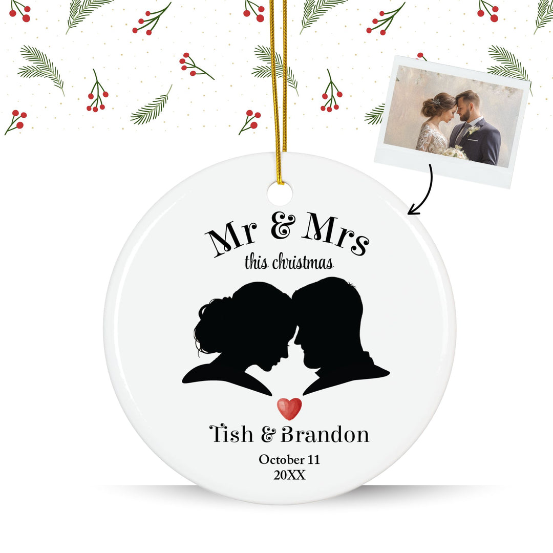 Personalized Photo Christmas Ornament: Couple Silhouette Ornament