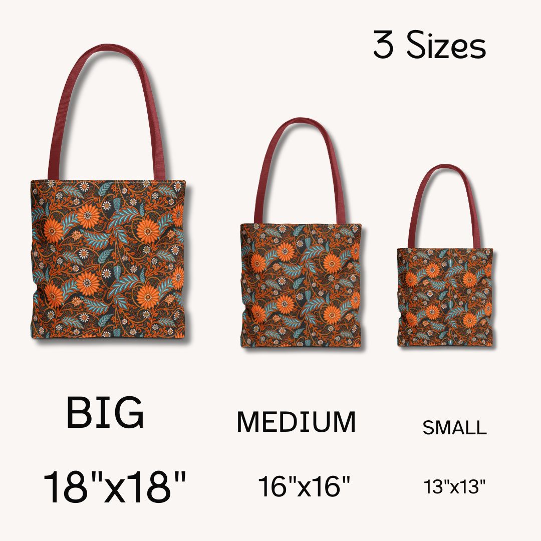 Modern Batik Print Tote Bag -  Orange Teal 1