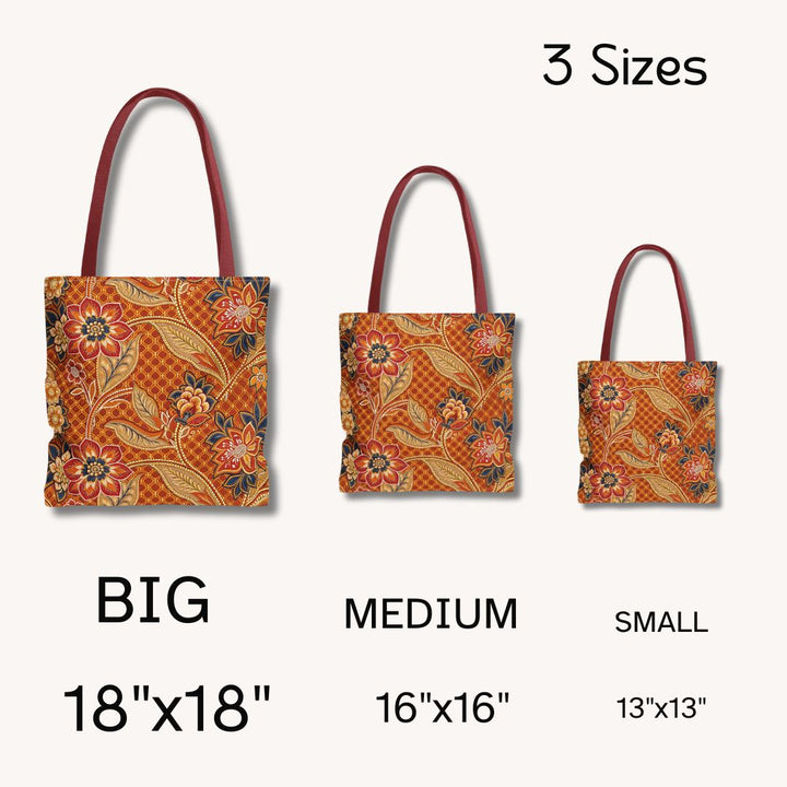 Modern Batik Print Tote Bag -  Orange 2